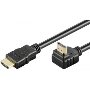 Goobay Cablu HDMI2.0 cu ethernet 19p tata - HDMI 19p tata 90° aurit OFC 5m