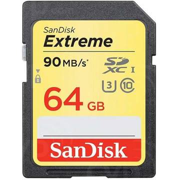 Card memorie SDXC SDSDXNE-064G-GNCIN, SanDisk Extreme,  64GB, 90MB/s, Class 10, UHS-I U3