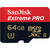Card memorie microSDXC SDSQXPJ-064G-GN6M3, SANDISK EXTREME PRO, 64 GB, 275MB/s, Class 10, U3 UHS-II + adapter USB 3.0