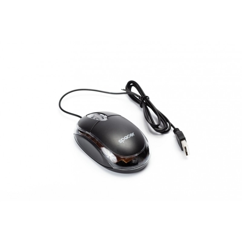 Mouse OPTIC SPACER,  800DPI, LED albastru, black, USB SPMO-080