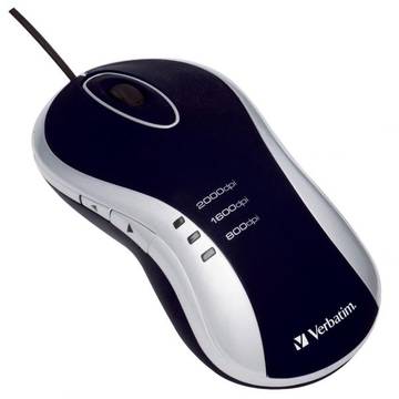 Mouse Verbatim Laser Desktop Mouse 800/1600/2000 DPI black & silver