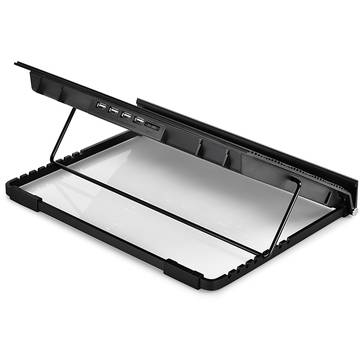 Stand notebook DeepCool 17" - 2 x fan 140mm, 4 x USB, plastic - aluminiu, black, 8 unghiuri, design anti-alunecare "N9 EX"