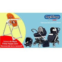 Carucior Peg-Perego 3 in 1 Easy Drive Completo + Scaun de masa Prima Pappa Zero ARANCIA, Pachet Promo, PPC40FRA