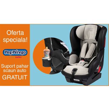 Scaun auto Peg-Perego Pachet Promo Viaggio1 Duo-Fix K Pearl Grey + Suport pahar scaun auto GRATUIT