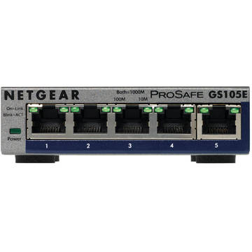 Switch Netgear ProSafe GS105E, 5 porturi x 10/100/1000 Mbps, Web managed
