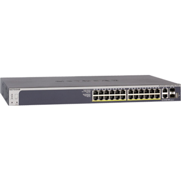 Switch Netgear S3300-28X-POE+, 24 porturi x 10/100/1000 Mbps, 2 porturi RJ 45, 2 porturi SFP, smart switch