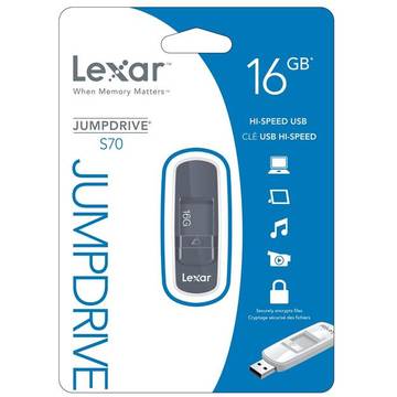 Memorie USB Lexar Stick LJDS70-16GABEU JumpDrive, S70, 16GB,  2.0, gri
