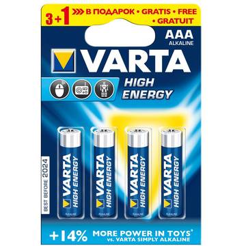 Baterie alcalina VARTA BAVA 4903, R3 (AAA), 4 bucati High Energy
