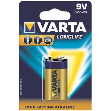 Baterie alcalina VARTA BAVA 4122 LONG,  Hi-voltage 9V (typ 6LR61), 1 bucata longlife