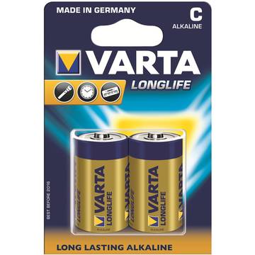 Baterie alcalina VARTA BAVA 4114 LONG,  R14 (typ C), 2 bucati longlife
