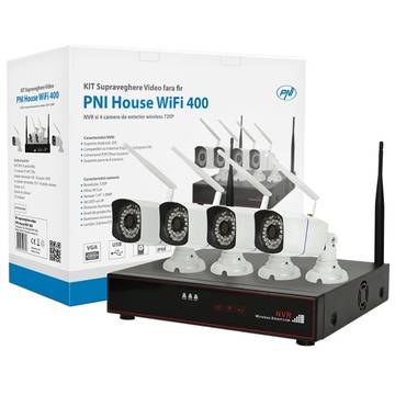 PNI Kit supraveghere video House WiFi 400 NVR si 4 camere wireless, 1.0MP