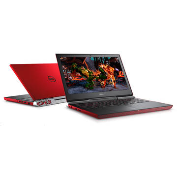 Notebook Dell Inspiron 7566, 15.6 inch, intel Core i7-7500HQ, 16 GB DDR4, 1 TB + 128 GBHDD, video dedicat, Windows 10