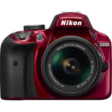 Aparat foto DSLR Nikon D3400,3 inch, 24.2 MP, cu obiectiv AF-P 18-55mm VR, rosu