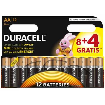 Baterie Duracell Basic AA LR06 8+4buc gratis