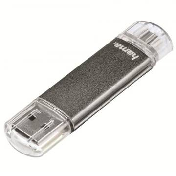 Memorie USB Hama Laeta Twin Memorie USB 123924, 16GB, OTG, USB 2.0, Grey