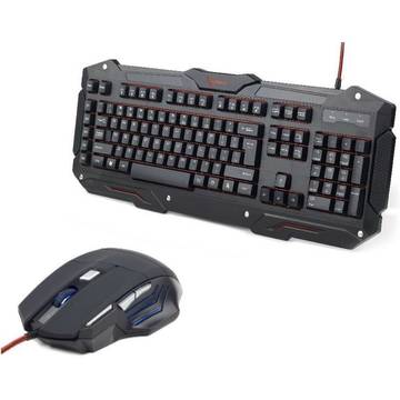 Tastatura + mouse gaming Gembird KB-UMGL-01+MUSG-02, USB, Negru