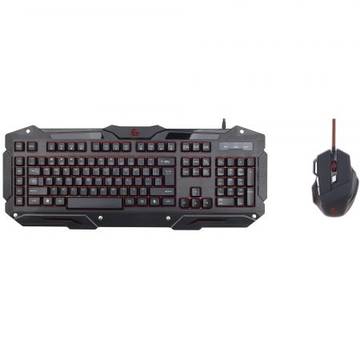 Tastatura + mouse gaming Gembird KB-UMGL-01+MUSG-02, USB, Negru