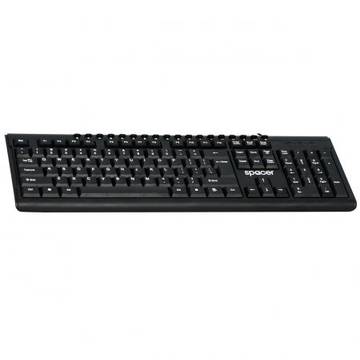 Tastatura Spacer SPKB-168, Multimedia, Antistropi, USB, Negru