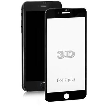 Qoltec Premium Tempered Glass Screen Protector for iPhone 7 plus | black | 3D