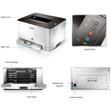 Imprimanta laser Imprimanta laser color SAMSUNG CLP-365W, A4, USB, Wi-Fi (Resigilat)