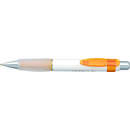 Pix PENAC Chubby 11, rubber grip, 0.7mm, corp alb - accesorii portocalii - scriere albastra