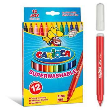 Carioca super lavabila, varf subtire 2.6mm, 12 culori/cutie, CARIOCA Joy