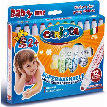 Carioca super lavabila, 12 culori/cutie, CARIOCA Super Baby
