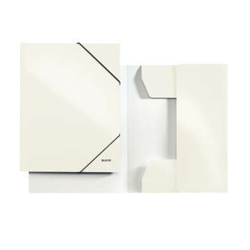 Mapa carton cu elastic LEITZ Wow - alb metalizat