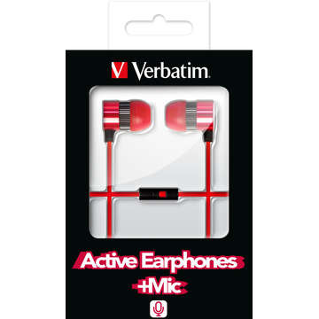 Casti Verbatim  Active Earphones Red incl. Microphon