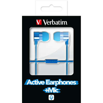 Casti Verbatim  Active Earphones Blue incl. Microphone