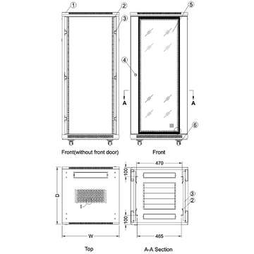 Cabinet rack de podea, Xcab-18U60100S