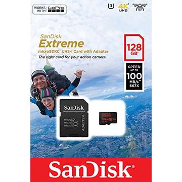 Card memorie SANDISK EXTREME microSDXC  SDSQXAF-128G-GN6AA,128 GB, 100/90 MB/s, A1 C10 V30 UHS-I U3 - GoPro
