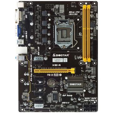 Placa de baza Biostar H81A BTC, LGA1150, DDR3-1600, 6 port PCIE-Pentru mining