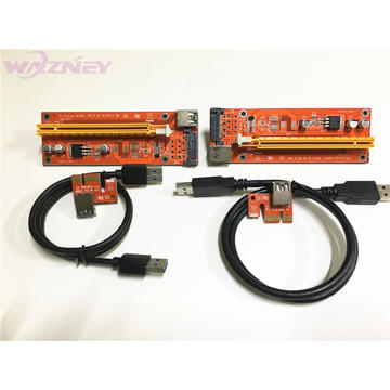 Wazney Riser 007S Red PCI-E PCI E ,60cm cable 1x to 16x SATA Sata Power Supply USB 3.0 Cable