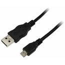 LogiLink Cablu USB 2.0 Tip- A Male pentru Tip- micro B Male, 1 m, negru
