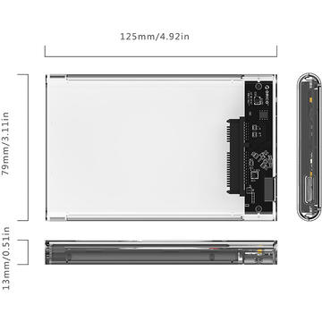 HDD Rack Orico 2139U3 Clear USB 3.0 Tool Free 2.5 inch SATA External Enclosure