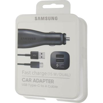 Samsung Incarcator Auto 2x USB 2.0, 2A, cablu USB-C, Black EP-LN920CBEGWW