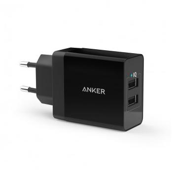 Incarcator de retea Incarcator de retea Anker PowerPort 24W 2 porturi USB PowerIQ Negru + cablu microUSB 1m
