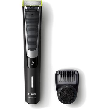 Aparat de barbierit si tuns barba Philips OneBlade Pro QP6510/20, Pieptene de precizie cu 12 lungimi, Acumulatori, Negru