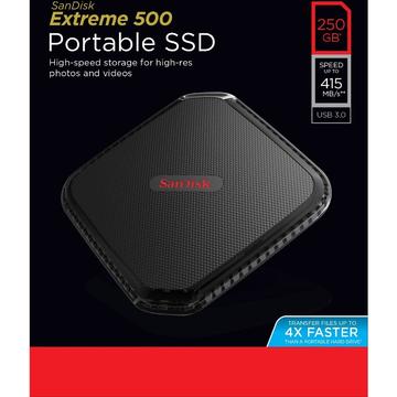 SSD Portable SanDisk EXTREME 500 250GB USB 3.0 2.5"