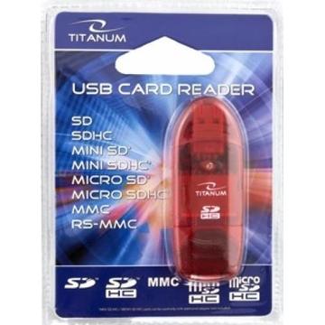 Card reader ESPERANZA TITANUM Cititor de card SDHC/MiniSDHC/MicroSDHC/RS/MM TA101R roșu USB 2.0