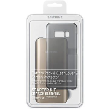 BatteryPack Kit Samsung Clear Cover + Screen Protector + 5.2Ah Battery Pack + C type gender pentru Galaxy S8
