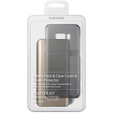 BatteryPack Kit Samsung Clear Cover + Screen Protector + 5.2Ah Battery Pack + C type gender pentru Galaxy S8+