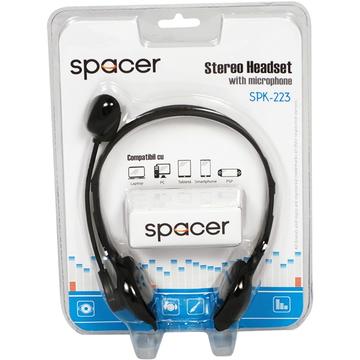 Casti Spacer cu microfon, stereo, jack 3.5mm,  black