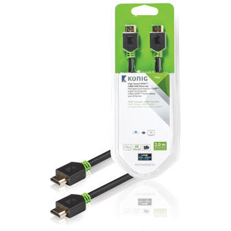 Cablu HDMI de mare viteza cu Ethernet 2m gri Konig; Cod EAN: 5412810226832