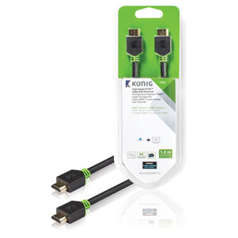 Cablu HDMI de mare viteaza cu Ethernet 1m gri Konig; Cod EAN: 5412810226672