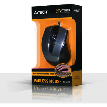 Mouse A4Tech N-500F, V-Track Padless, USB, Negru/Argintiu