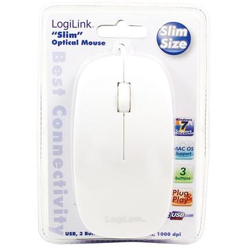 Mouse LogiLink - optic USB, subțire, alb