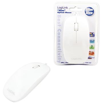 Mouse LogiLink - optic USB, subțire, alb