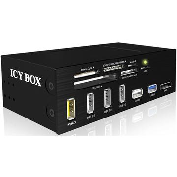 Card reader RaidSonic Cititor carduri IcyBox 5.25''-panou Multiport, 60 tipuri card, USB 3.0, eSATA
